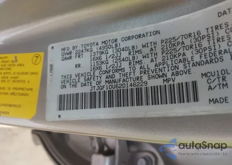 2002 Lexus Rx 300 z USA, uszkodzony, nr VIN JTJGF10U620146229